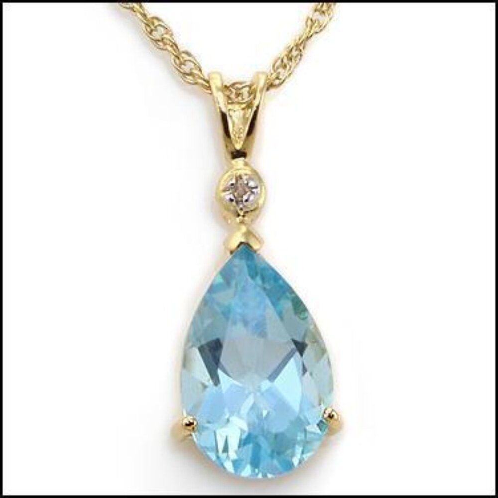 18k Gold Plated Diamond and 1.0 CTW Swiss Blue Topaz 17 Inch Designer Necklace
